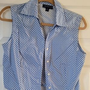 Blue pattern sleeveless top by McLaughlin size 8
